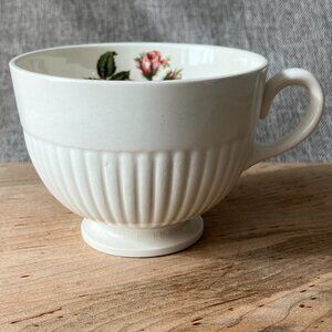 Vtg Wedgwood Edme Moss Rose Porcelain Brown Stamp 60s Footed Cup & Saucer Set